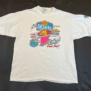 Vintage 90s Fat Jack's Great Food Fruit Of The Loom Lofteez T-Shirt Mens L White